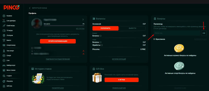 Применение промокода